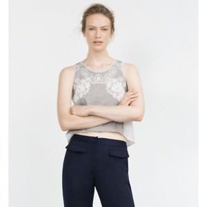 Zara Gray and White Lace Tank Size SMALL